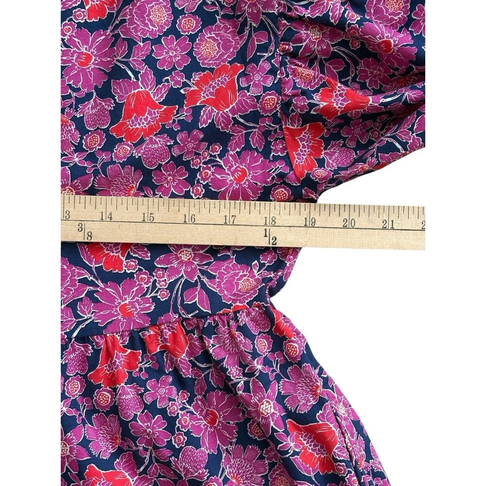 SUNDRY Floral Tiered Dress Sz 1 Women’s Small 4-6 Cottage Core Navy Pink Pockets - Picture 12 of 16